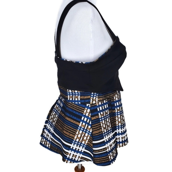NWT Anthropologie Nathalie Peplum Metallic Plaid Top By Deletta SZ XS Academia - Picture 5 of 14